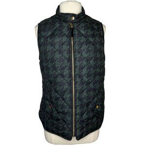 Kensie Jeans Quilted Vest Womens Medium Green Black Pockets